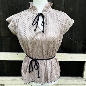 Cute vintage 1970s pinup top folk pin dots